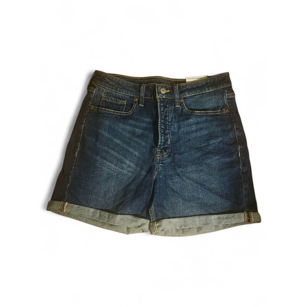 Old Navy O.G. Straight Classic Dark Blue Denim Roll-Cuff Women's Shorts Size 8